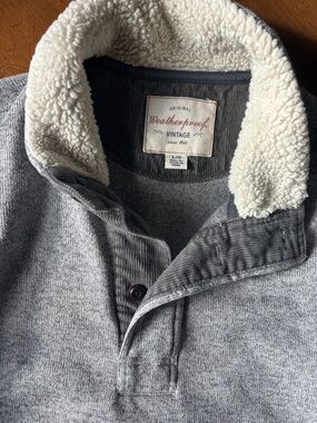 Weatherproof Vintage Sherpa-Lined Gray Pullover large men